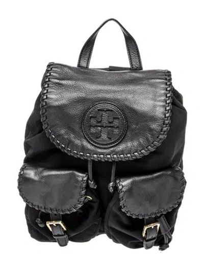 Pre-owned Tory Burch Nylon Backpack In Black