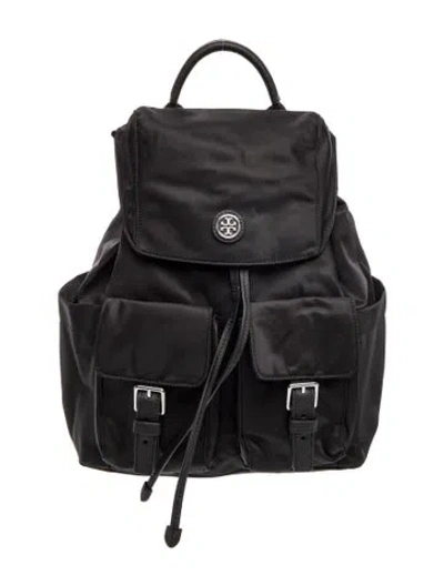 Pre-owned Tory Burch Nylon Backpack In Black