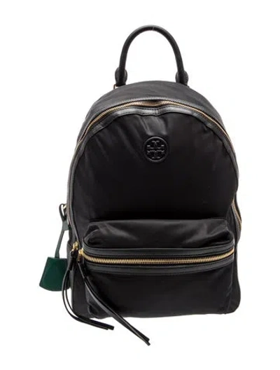 Pre-owned Tory Burch Nylon Backpack In Black