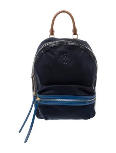 Pre-owned Tory Burch Nylon Backpack In Blue