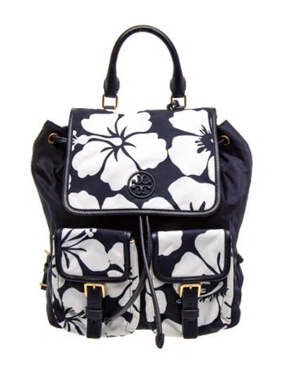 Pre-owned Tory Burch Nylon Backpack In Blue