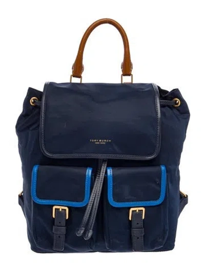 Pre-owned Tory Burch Nylon Backpack In Blue
