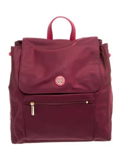 Pre-owned Tory Burch Nylon Backpack In Burgundy