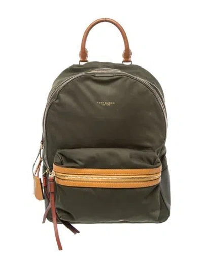 Pre-owned Tory Burch Nylon Backpack In Green
