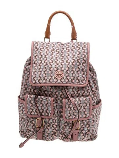 Pre-owned Tory Burch Nylon Backpack In Pink