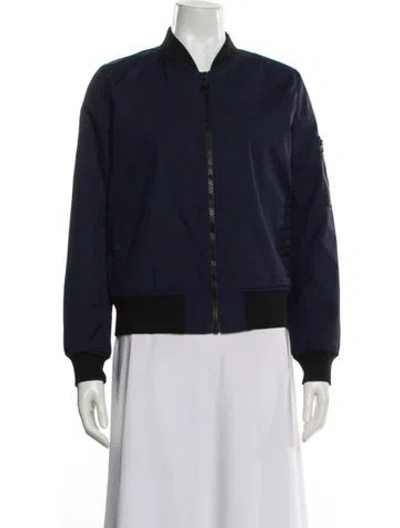 Pre-owned Tory Burch Nylon Bomber Jacket In Blue