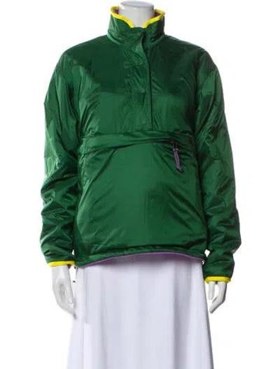 Pre-owned Tory Burch Nylon Bomber Jacket In Green