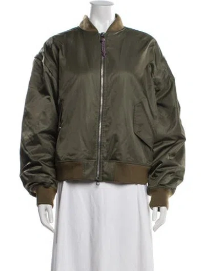 Pre-owned Tory Burch Nylon Bomber Jacket In Green