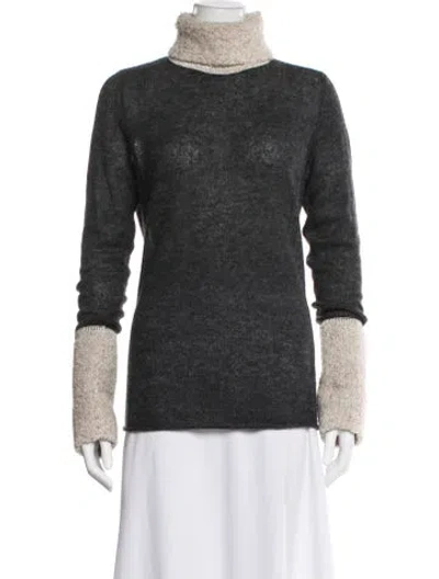 Pre-owned Tory Burch Nylon Colorblock Pattern Sweater In Gray