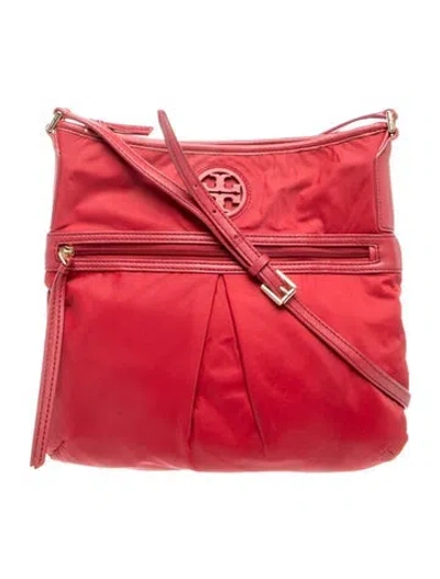 Pre-owned Tory Burch Nylon Crossbody Bag In Burgundy
