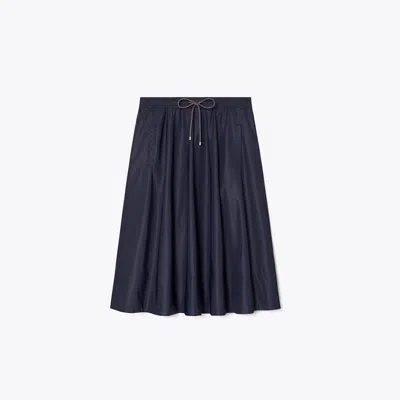 Tory Burch Nylon Drawstring Midi Skirt In Blue
