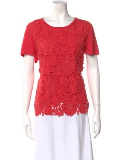 Pre-owned Tory Burch Nylon Floral Print Top In Red