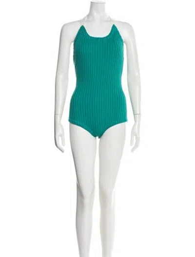 Pre-owned Tory Burch Nylon Halterneck Jumpsuit W/ Tags In Green