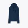 Tory Burch Nylon Hoodie In Dark Ocean Blue
