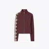 Tory Burch Nylon Logo Zip Top In Brown
