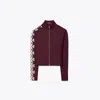 Tory Burch Nylon Logo Zip Top In Winetasting