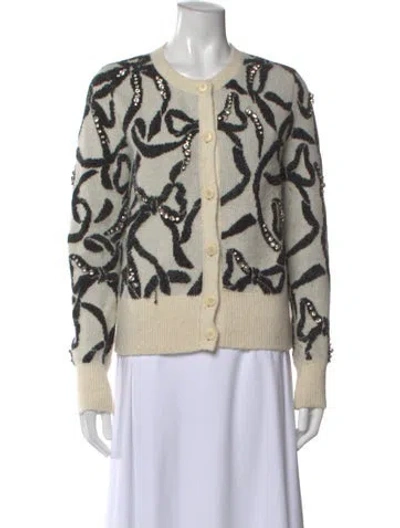 Pre-owned Tory Burch Nylon Patterned Sweater In White