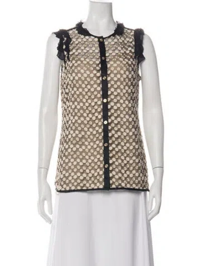 Pre-owned Tory Burch Nylon Patterned Top In Green