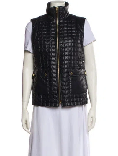 Pre-owned Tory Burch Nylon Plaid Print Vest In Black