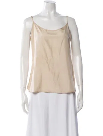 Pre-owned Tory Burch Nylon Scoop Neck Top In Neutral