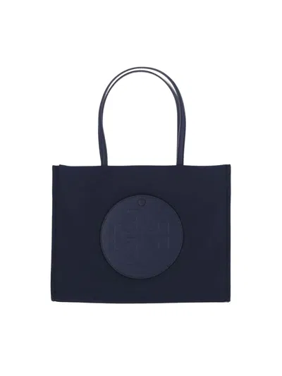 Tory Burch Nylon Shoulder Bag With Mixed-material Trim In Blue