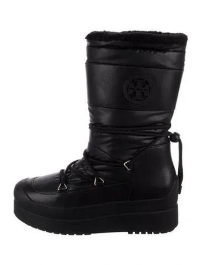 Pre-owned Tory Burch Nylon Snow Boots In Black