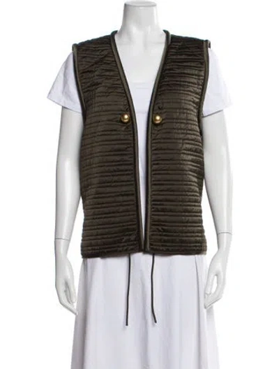 Pre-owned Tory Burch Nylon Striped Vest In Green