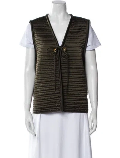 Pre-owned Tory Burch Nylon Striped Vest In Green