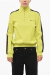 Tory Burch Nylon Sweatshirt With Contrasting Side Band And Breast Pocke In Green