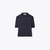 Tory Burch Nylon Taffeta Zip Polo In Royal Ink