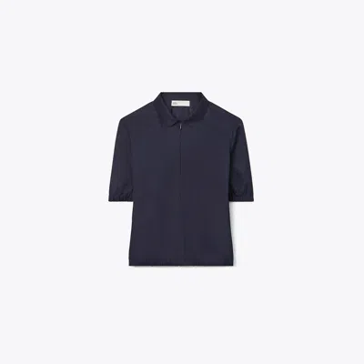 Tory Burch Nylon Taffeta Zip Polo In Royal Ink