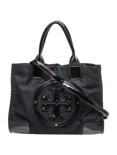 Pre-owned Tory Burch Nylon Top Handle Bag In Black