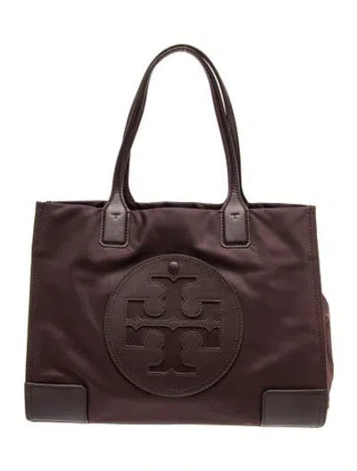 Pre-owned Tory Burch Nylon Top Handle Bag In Brown