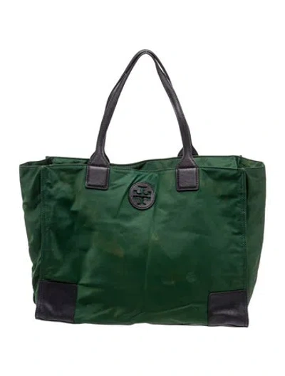 Pre-owned Tory Burch Nylon Tote In Green