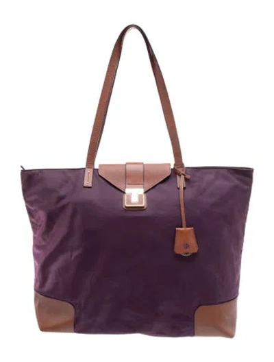 Pre-owned Tory Burch Nylon Tote In Purple