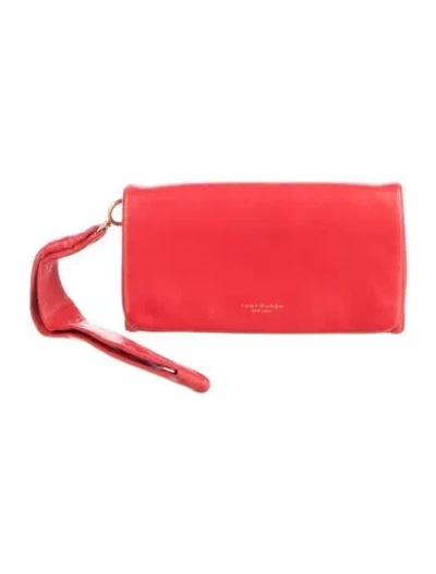 Pre-owned Tory Burch Nylon Wristlet In Red