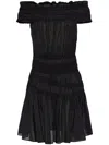 Tory Burch Off-shoulder Smocked Mini Dress In Black