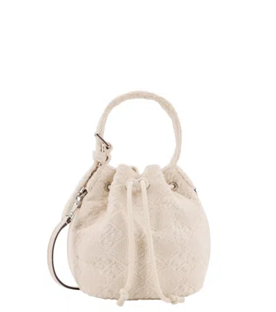 Tory Burch Off White T Monogram Terry Mini Bucket Bag