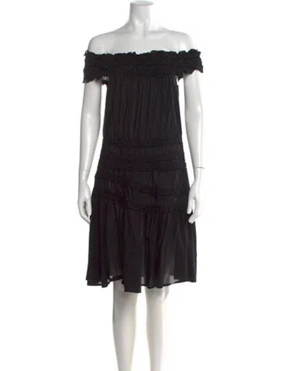 Pre-owned Tory Burch Off-the-shoulder Mini Dress In Black