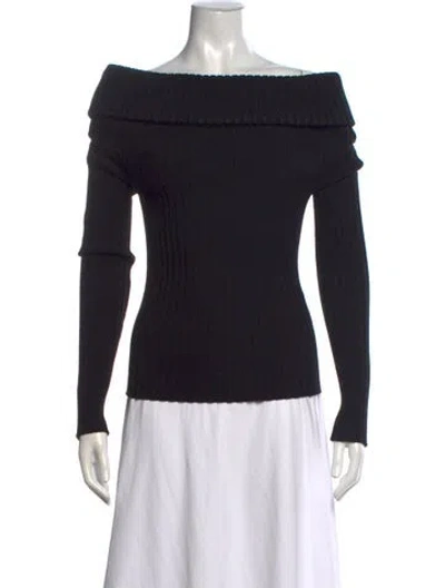 Pre-owned Tory Burch Off-the-shoulder Sweater In Black