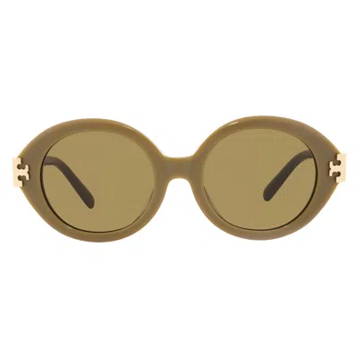 Tory Burch Olive Brown Oval Ladies Sunglasses Ty7210u 201073 52