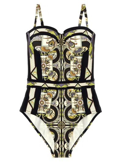 Tory Burch One-piece Swimsuit With All-over Print In Multicolor