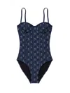 Tory Burch Underwired Swimsuit Adjustable Straps Patterned In Blue