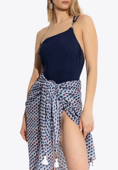 Tory Burch One-shoulder Clip One-piece Swimsuit