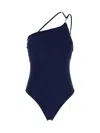 Tory Burch Blue One-shoulder Swimsuit With U-neck On The Back In Tech Fabric Woman In Blue