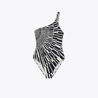 Tory Burch One-shoulder Swimsuit In Black