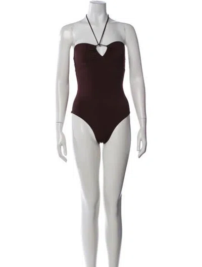 Pre-owned Tory Burch One-piece W/ Tags In Burgundy