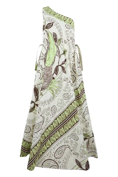 Tory Burch One-shoulder Floral Cotton-blend Dress In Multi