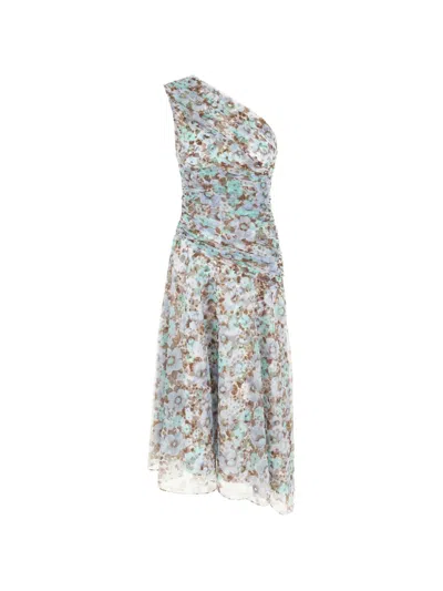 Tory Burch One-shoulder Floral-print Dress In Multi