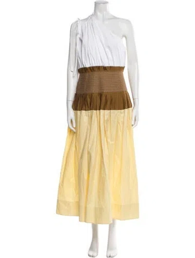Pre-owned Tory Burch One-shoulder Long Dress In Brown